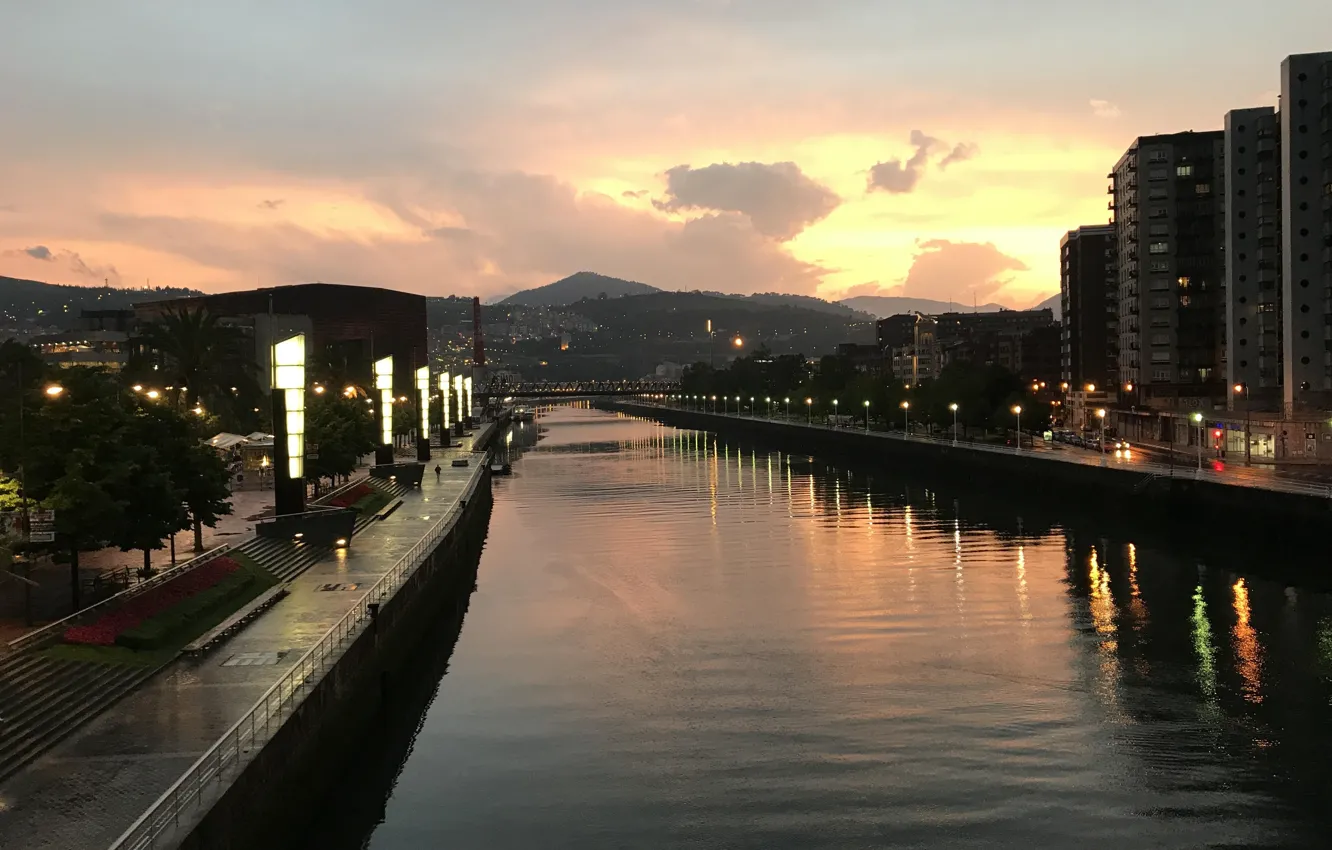 Photo wallpaper the city, the evening, Spain, Spain, Bilbao, Bilbao, Basque Country, Basque Country