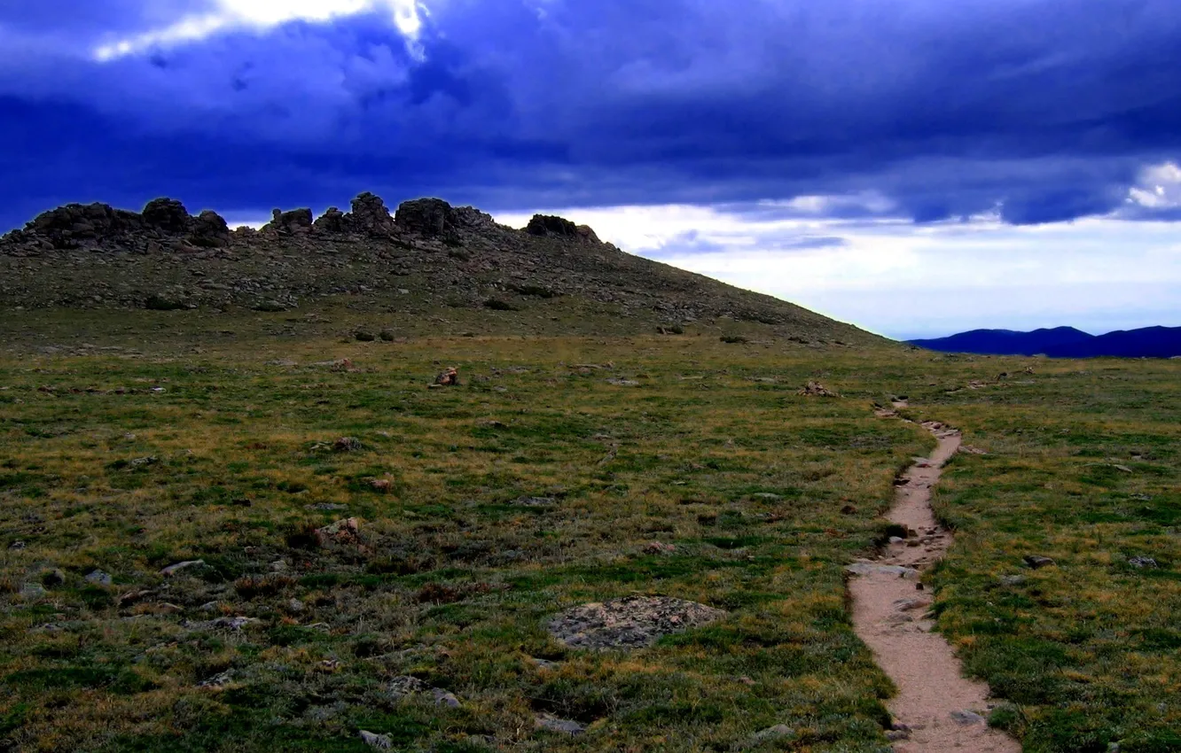 Photo wallpaper rock, trees, waterfalls