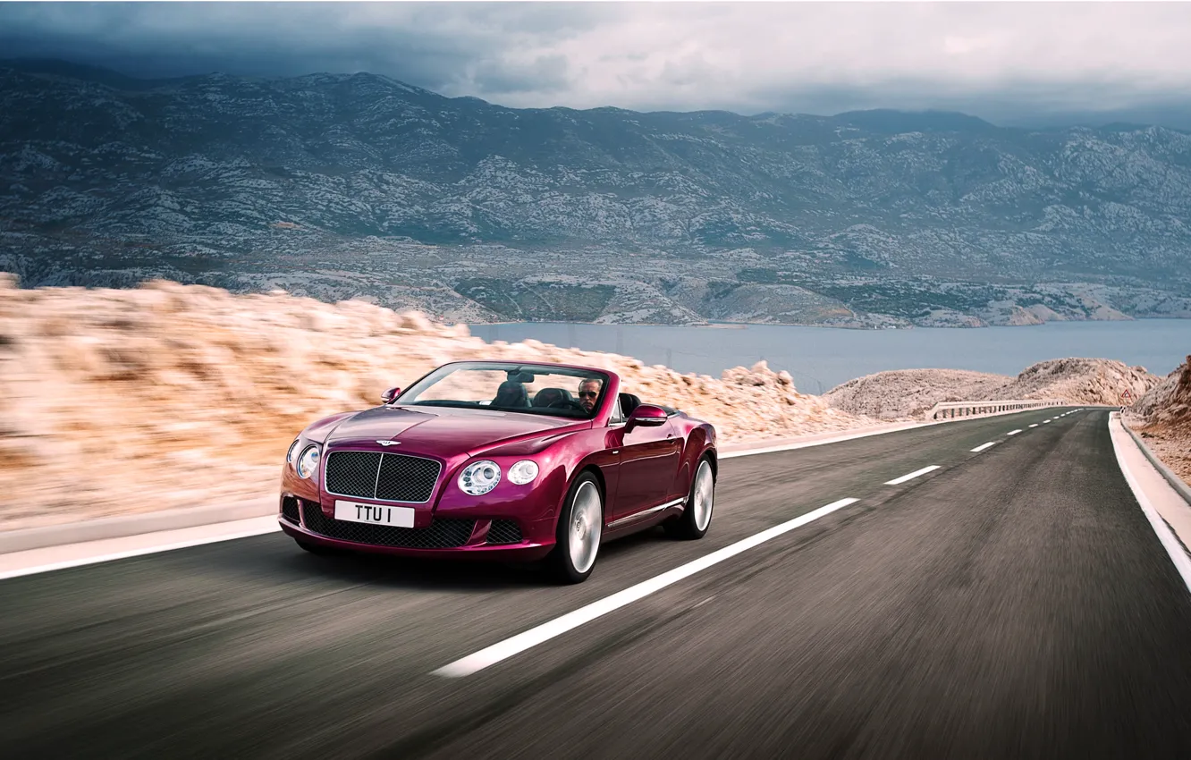 Photo wallpaper Bentley, Continental, Road, Machine, Convertible, Bentley, Purple, The front
