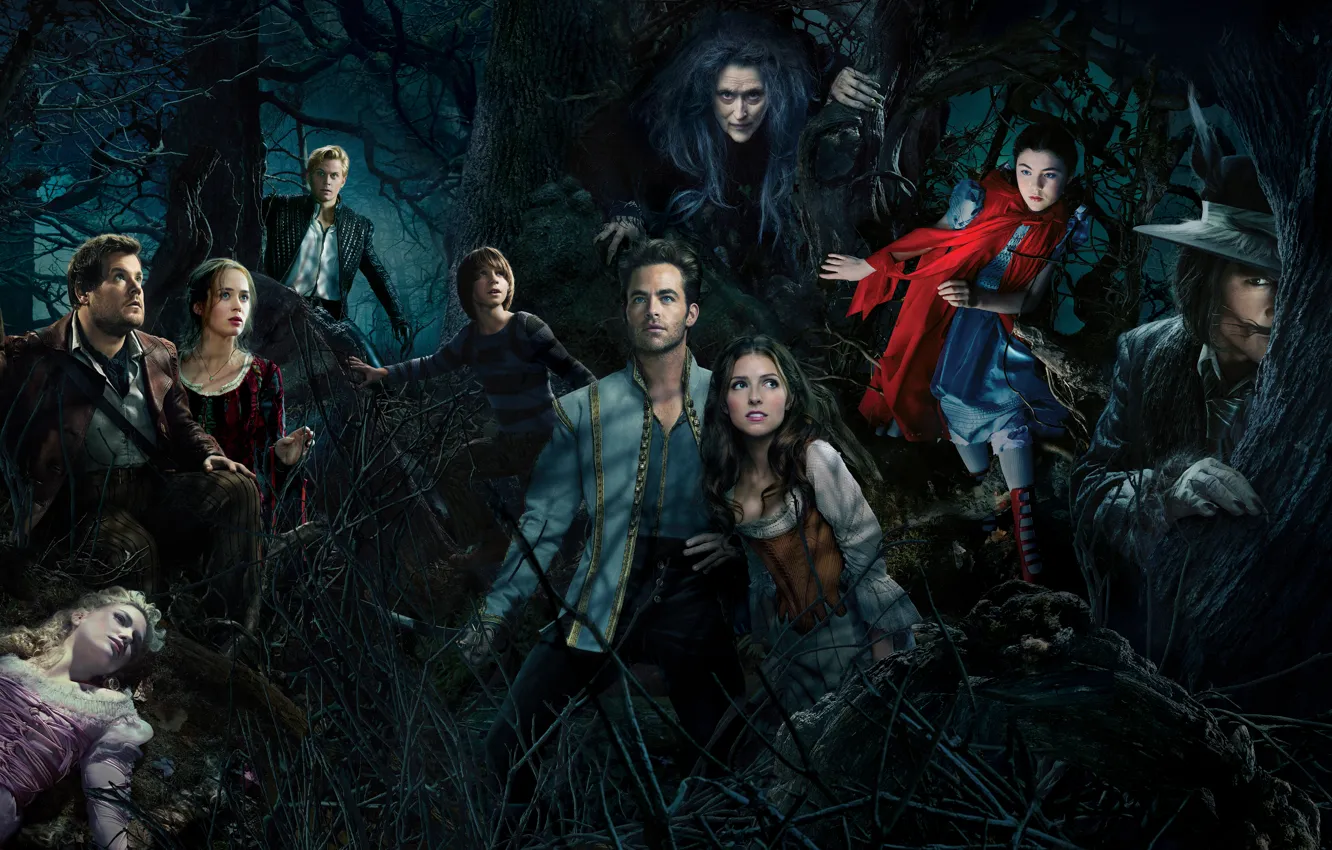 Photo wallpaper fantasy, all the characters, The farther into the forest, the musical, Into the Woods, Afraid …