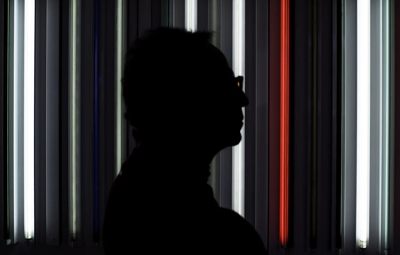Photo wallpaper lights, man, silhouette