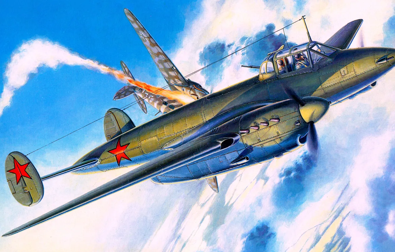 Photo wallpaper figure, art, He-111, THE RED ARMY AIR FORCE, PE-3