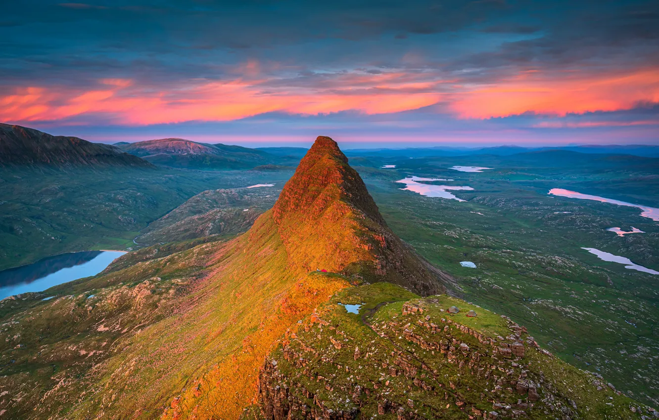 Photo wallpaper landscape, sunset, mountains, nature, Scotland, landscape, nature, sunset