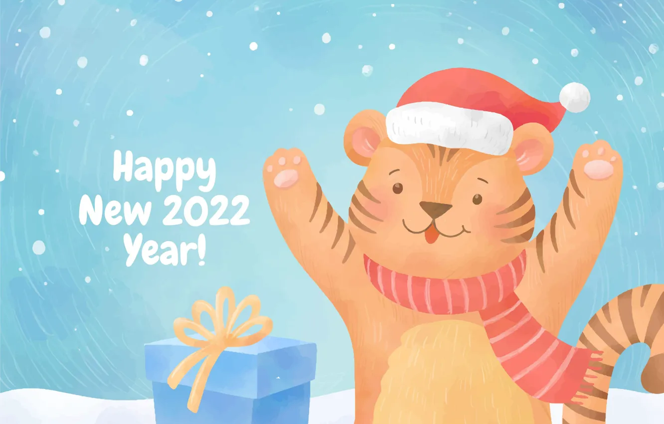 Photo wallpaper winter, snow, tiger, figure, new year, new year, the year of the tiger, tiger