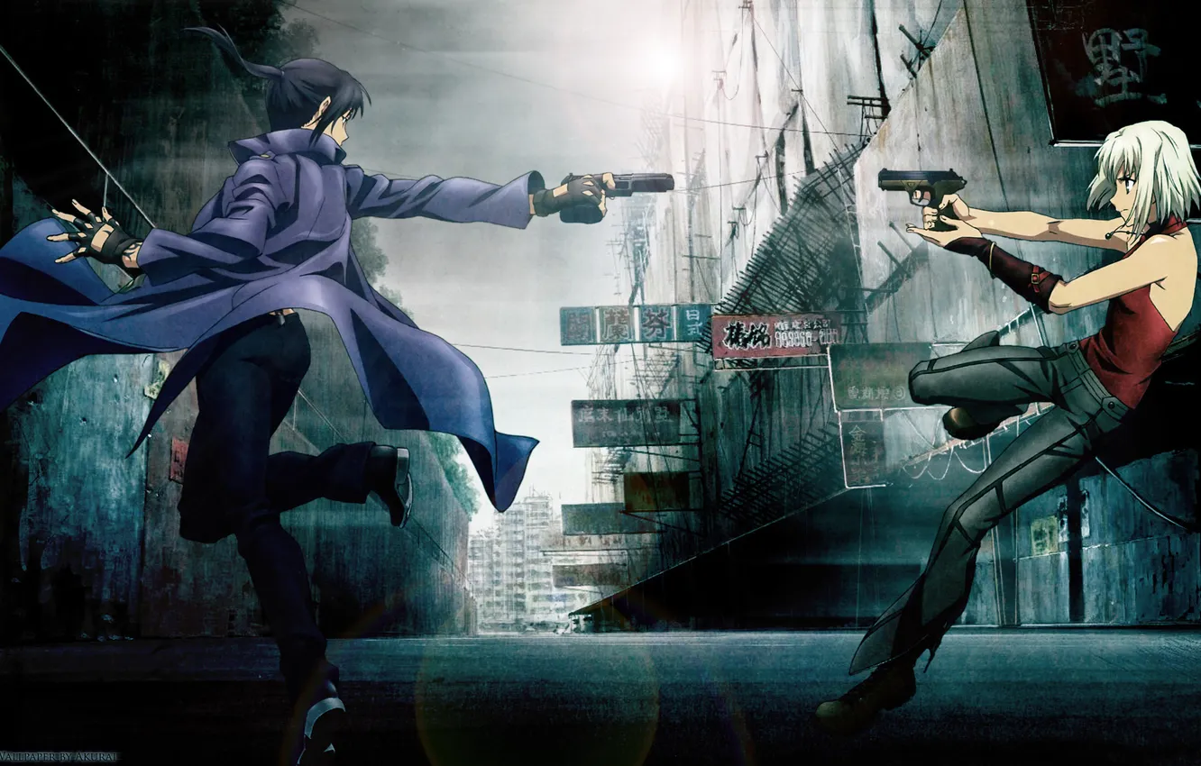 Photo wallpaper girl, the city, gun, weapons, battle, Canaan