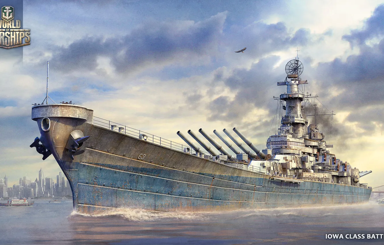 Photo wallpaper weapons, the game, ship, art, USA, weapons, battleship, Iowa