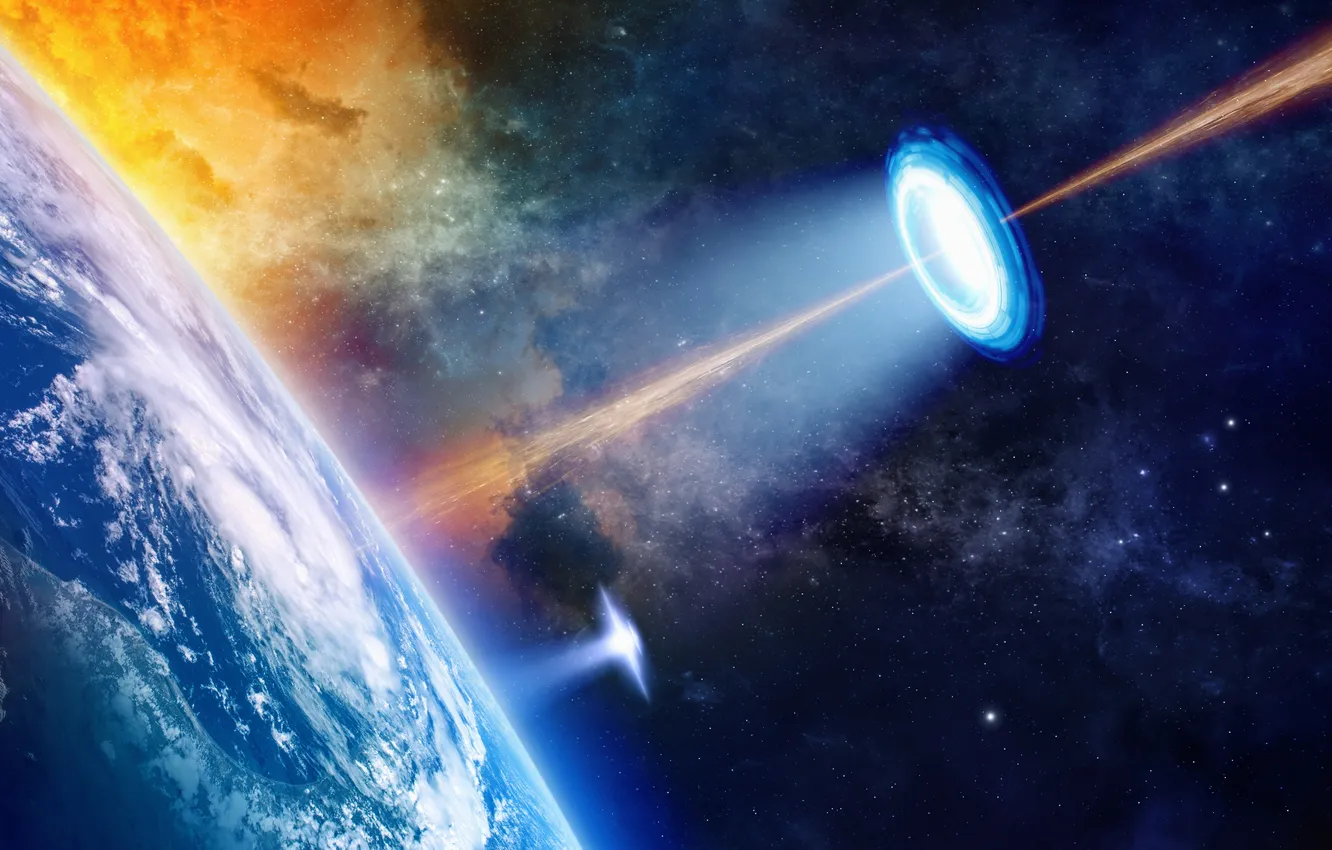 Photo wallpaper Galaxy, fantastic, Fiction, Hurricane, glowing, Intelligence, higher