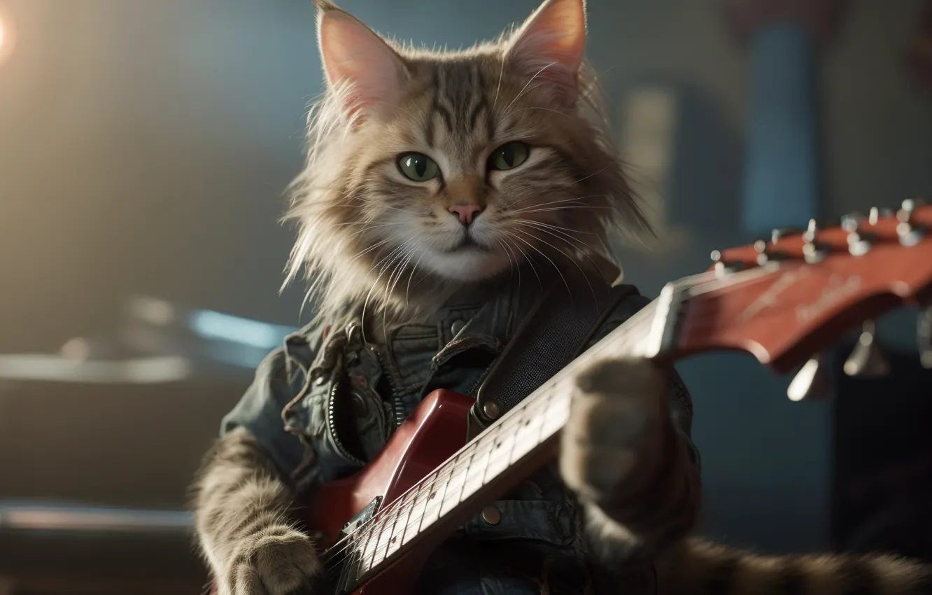 Photo wallpaper cat, cat, digital art, AI art, The Art of Artificial Intelligence, neural network