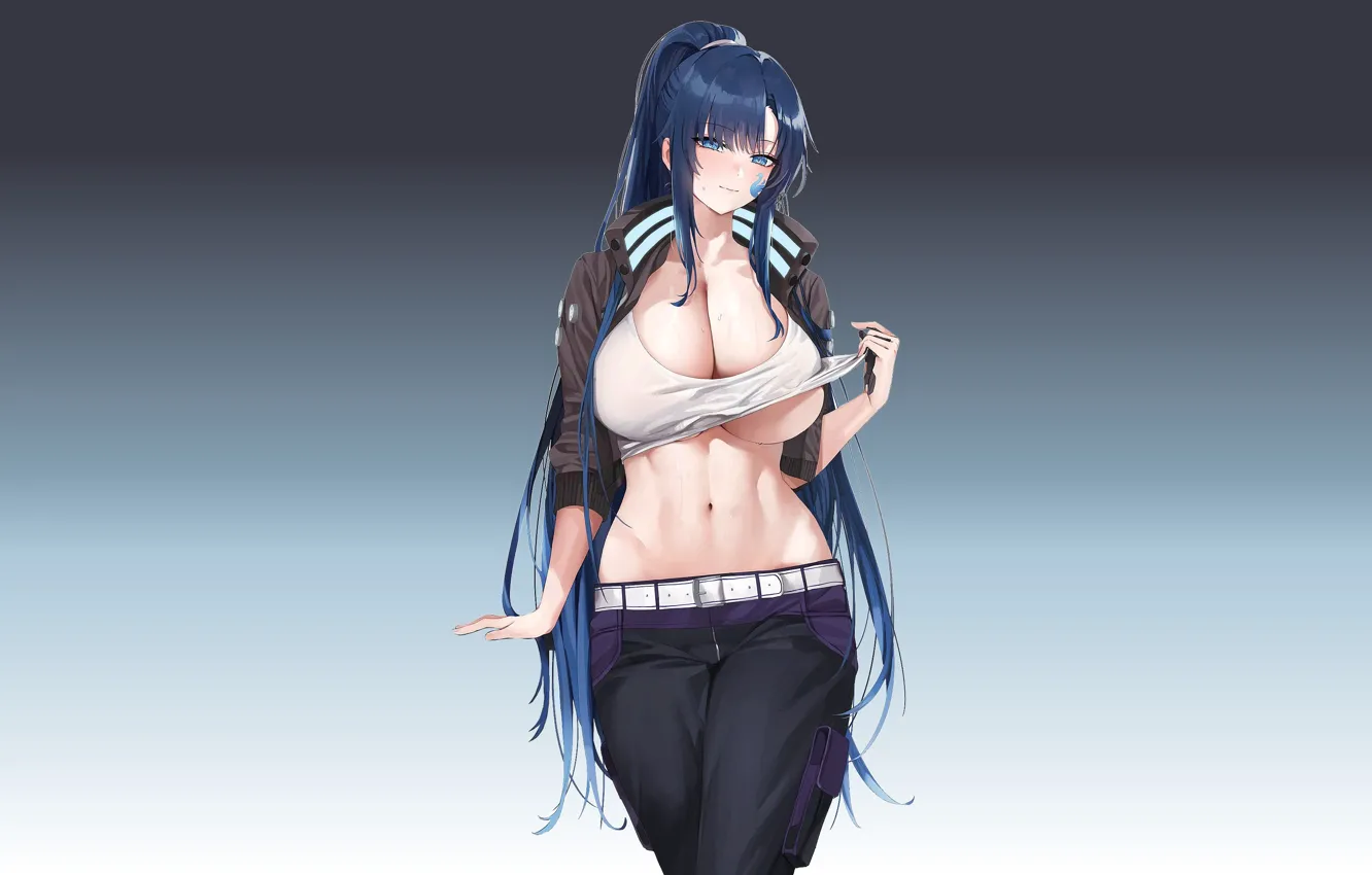 Photo wallpaper girl, hot, boobs, anime, pretty, breasts, babe, tummy