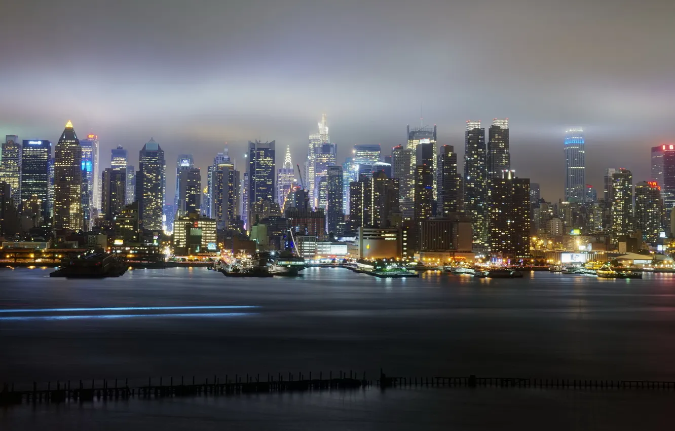 Photo wallpaper night, the city, New York City