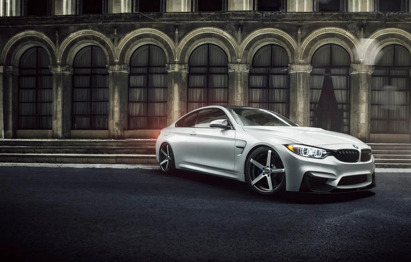 Photo wallpaper white, the building, BMW, BMW, white, Coupe, front, F82