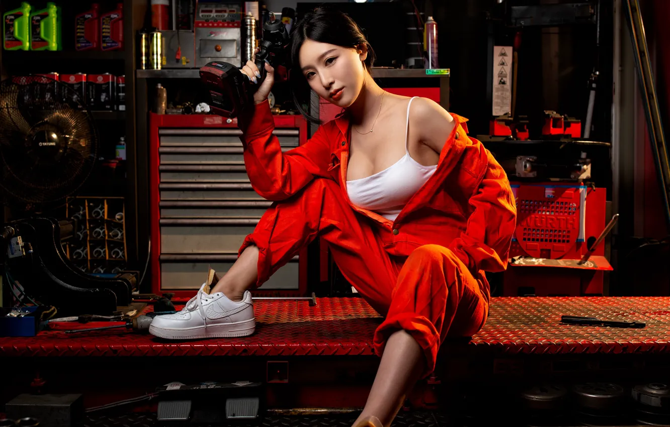 Photo wallpaper girl, Asian, workshop