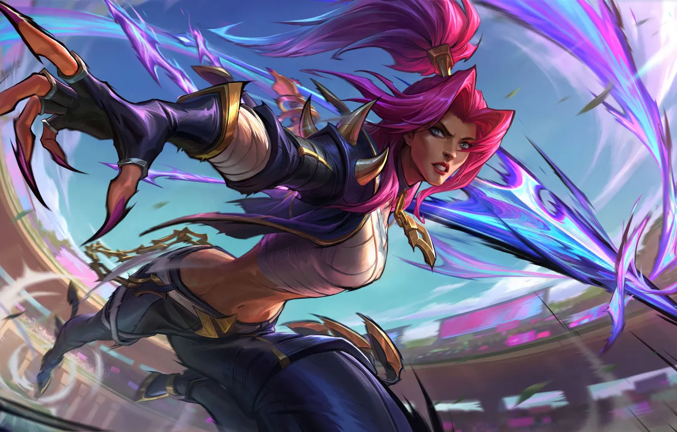 Photo wallpaper girl, weapons, magic, game, character, character, sings, League of Legends