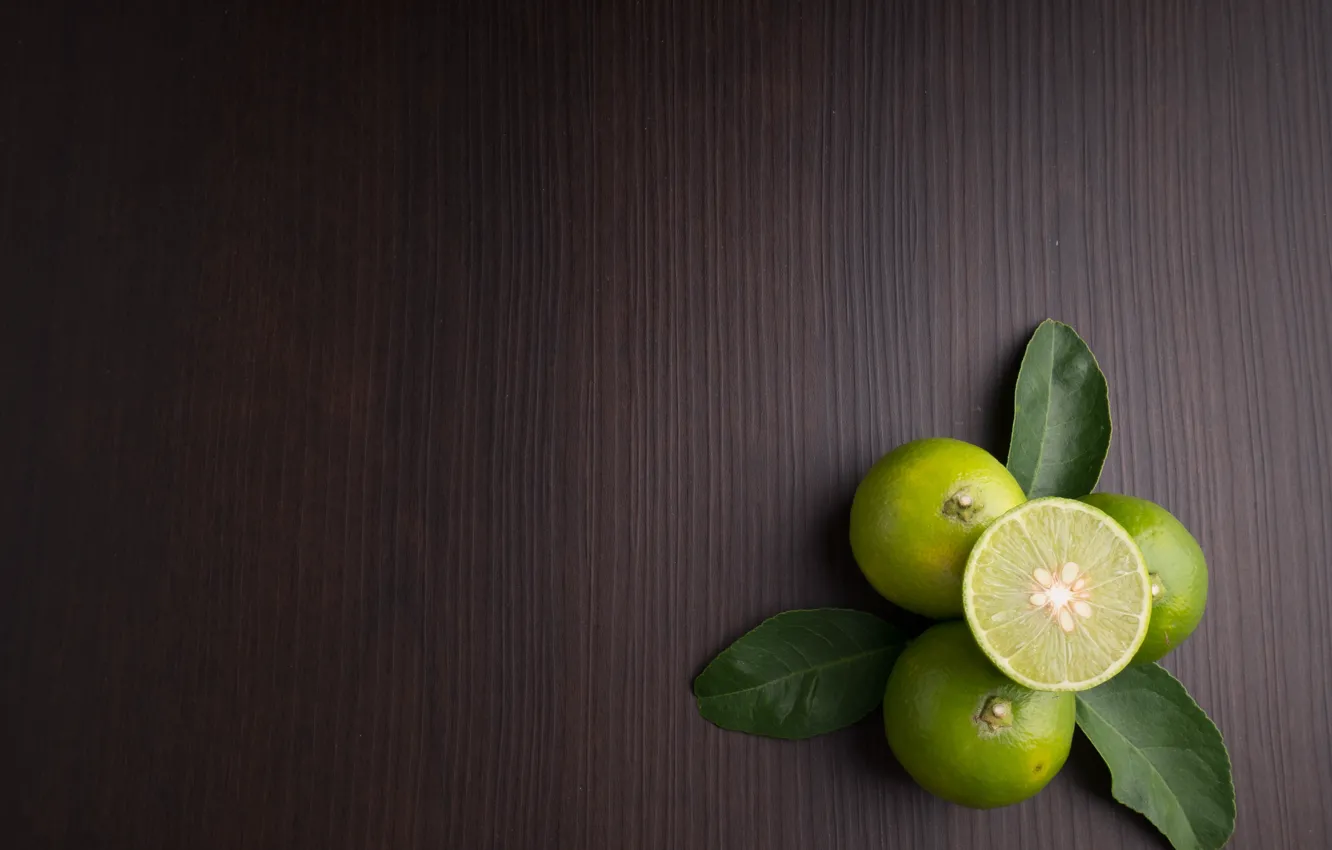 Photo wallpaper leaves, Lime, citrus