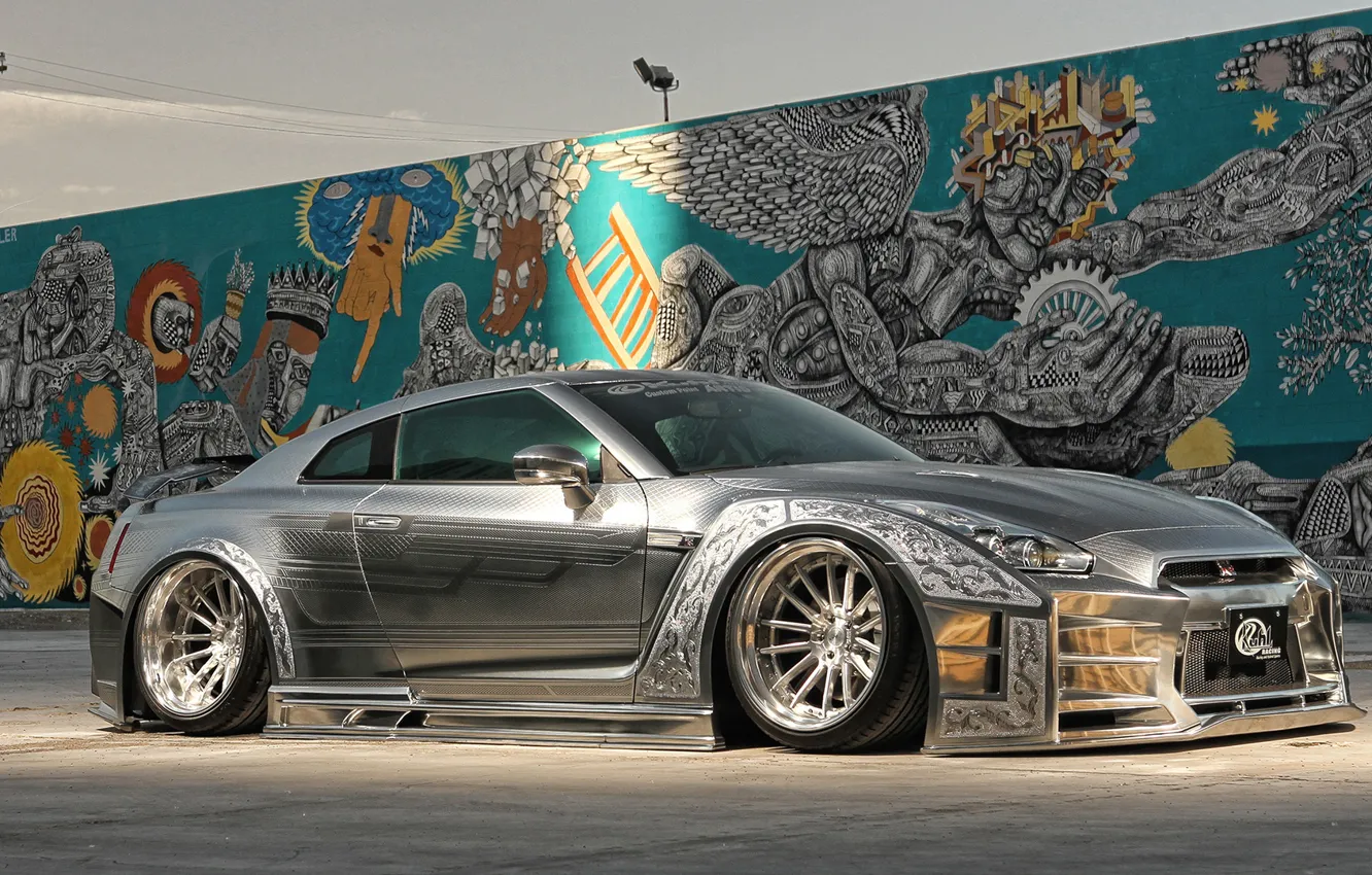 Photo wallpaper GTR, Nissan, luxury, Silver, kuhl racing