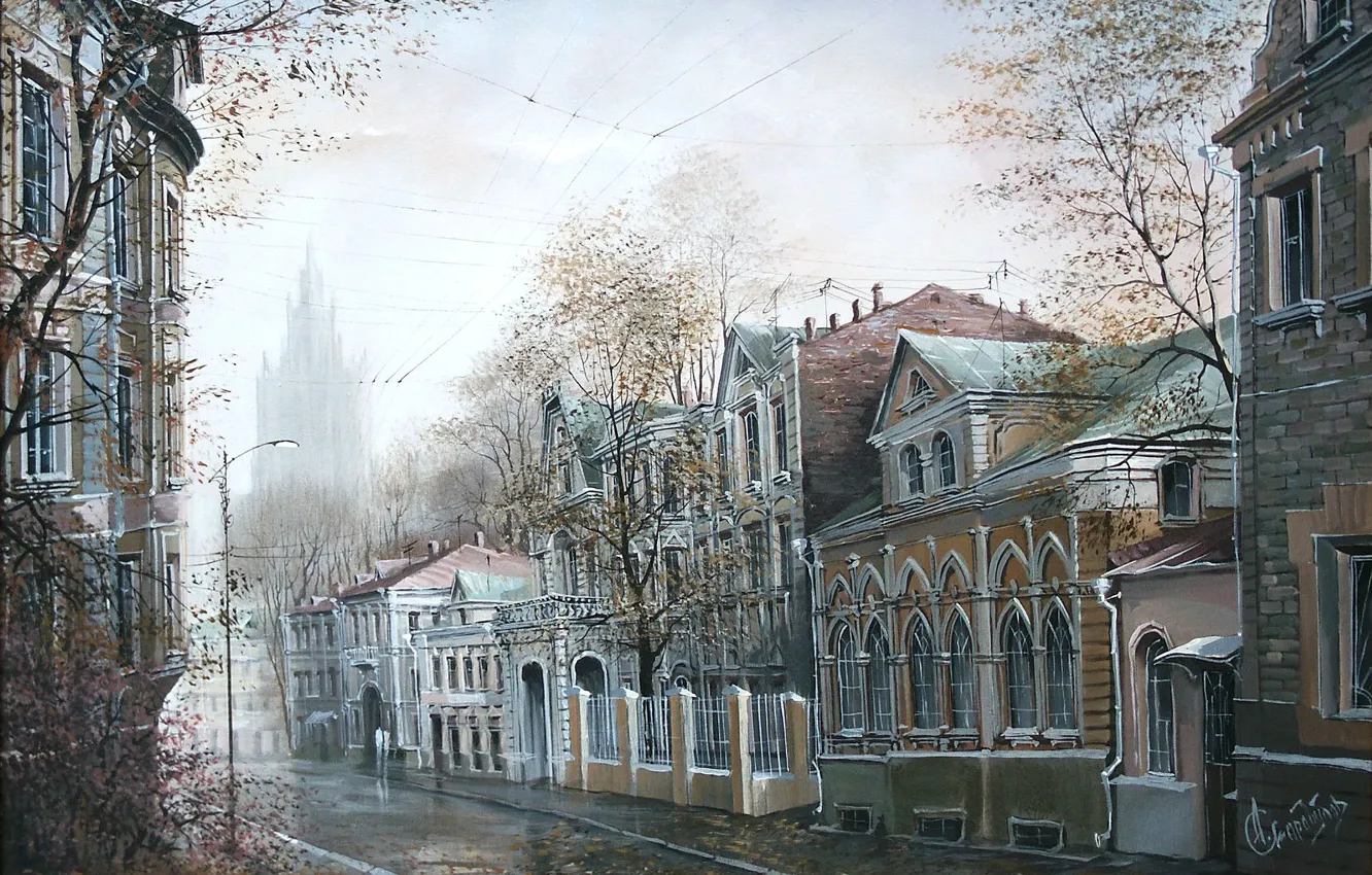 Photo wallpaper autumn, street, building, Moscow, Alexander Starodubov, Cook in October