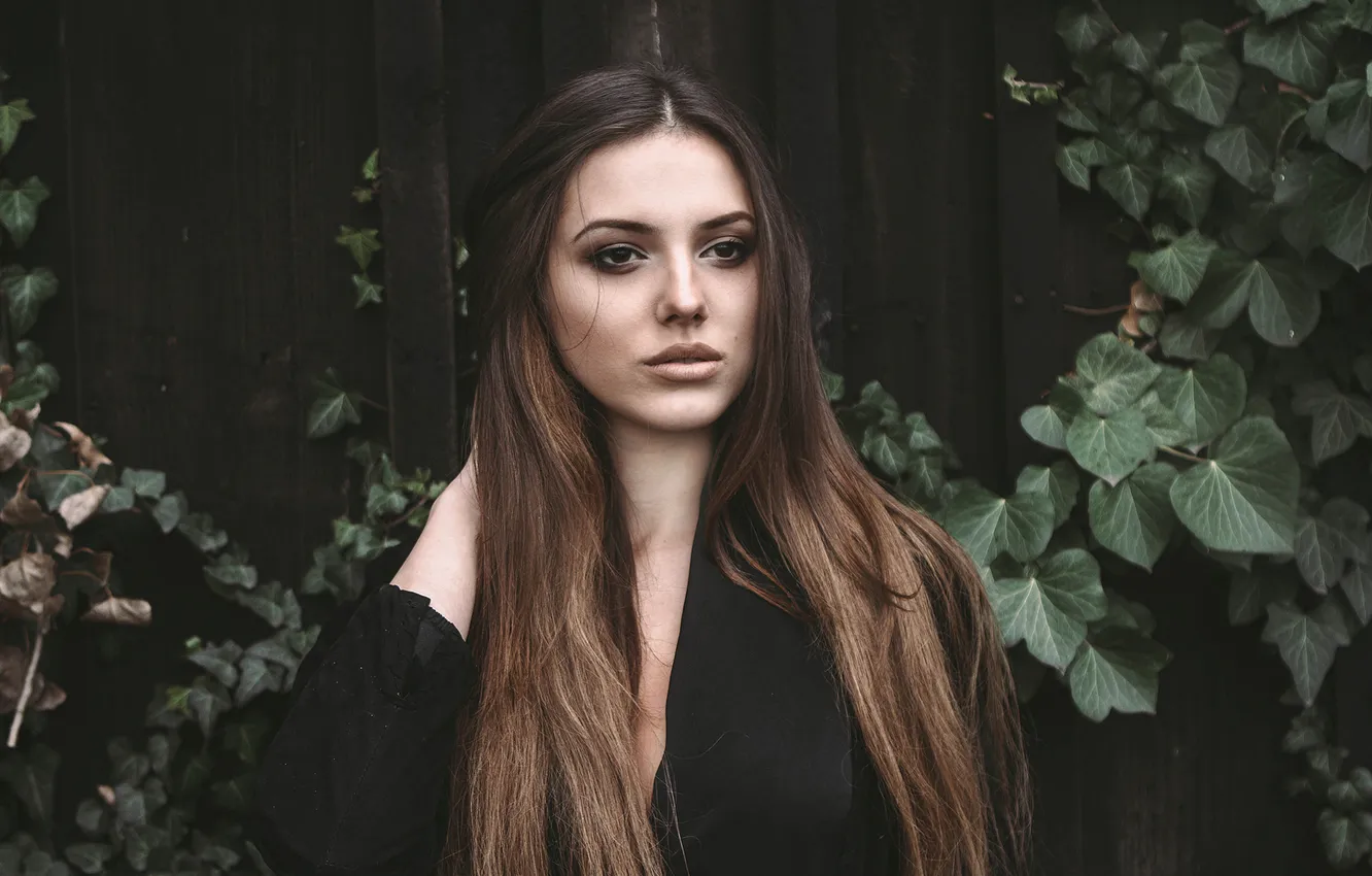 Photo wallpaper eyes, look, girl, face, hair, lips