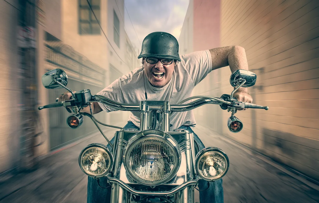 Photo wallpaper motorcycle, motorcyclist, madness