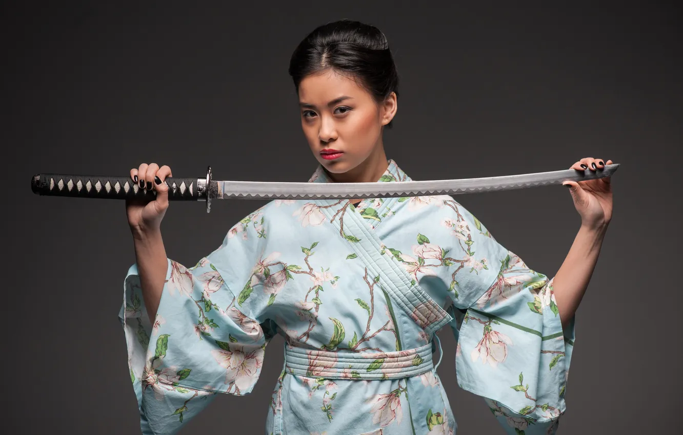 Photo wallpaper girl, Japanese, katana, the samurai