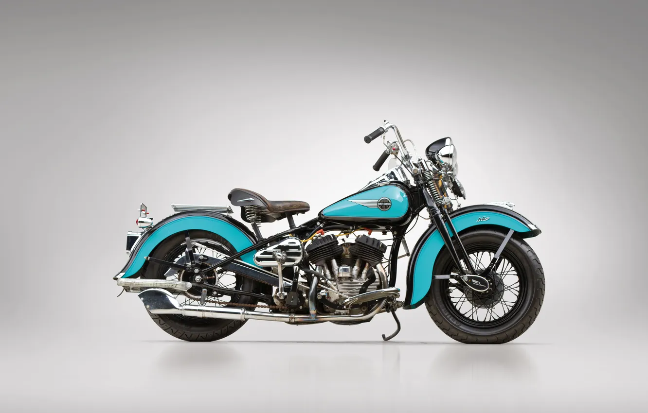 Photo wallpaper side view, Harley-Davidson, 1947, retro motorcycles, retro motorcycles, Harley-Davidson WL