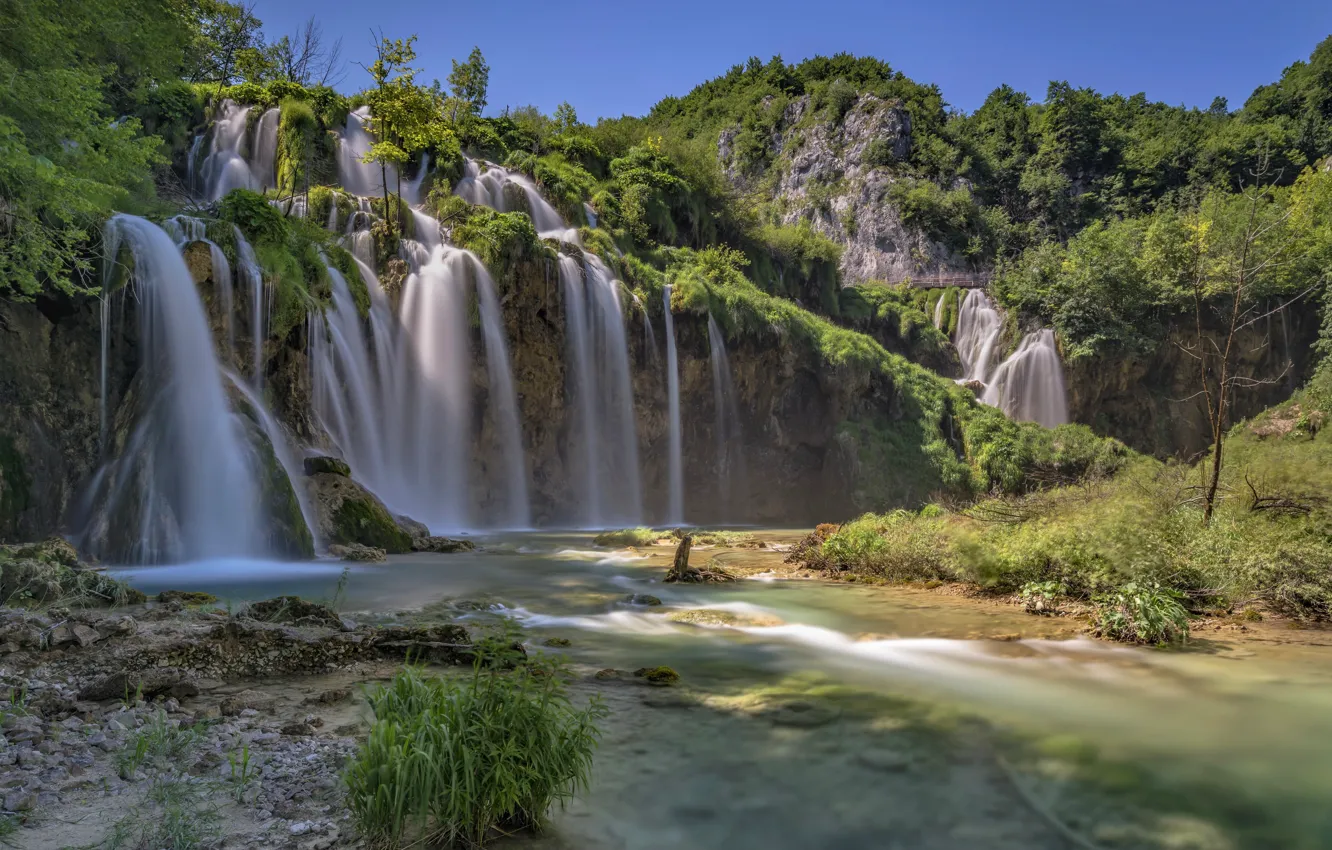 Photo wallpaper waterfall, Croatia, Plitvice Lakes National Park