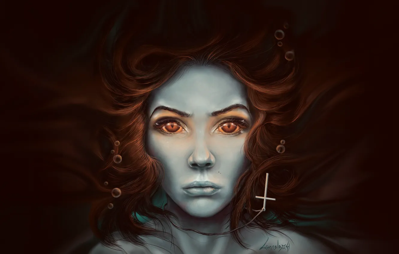 Photo wallpaper Water, Figure, Lips, Hair, Eyes, Witch, Art, Witch