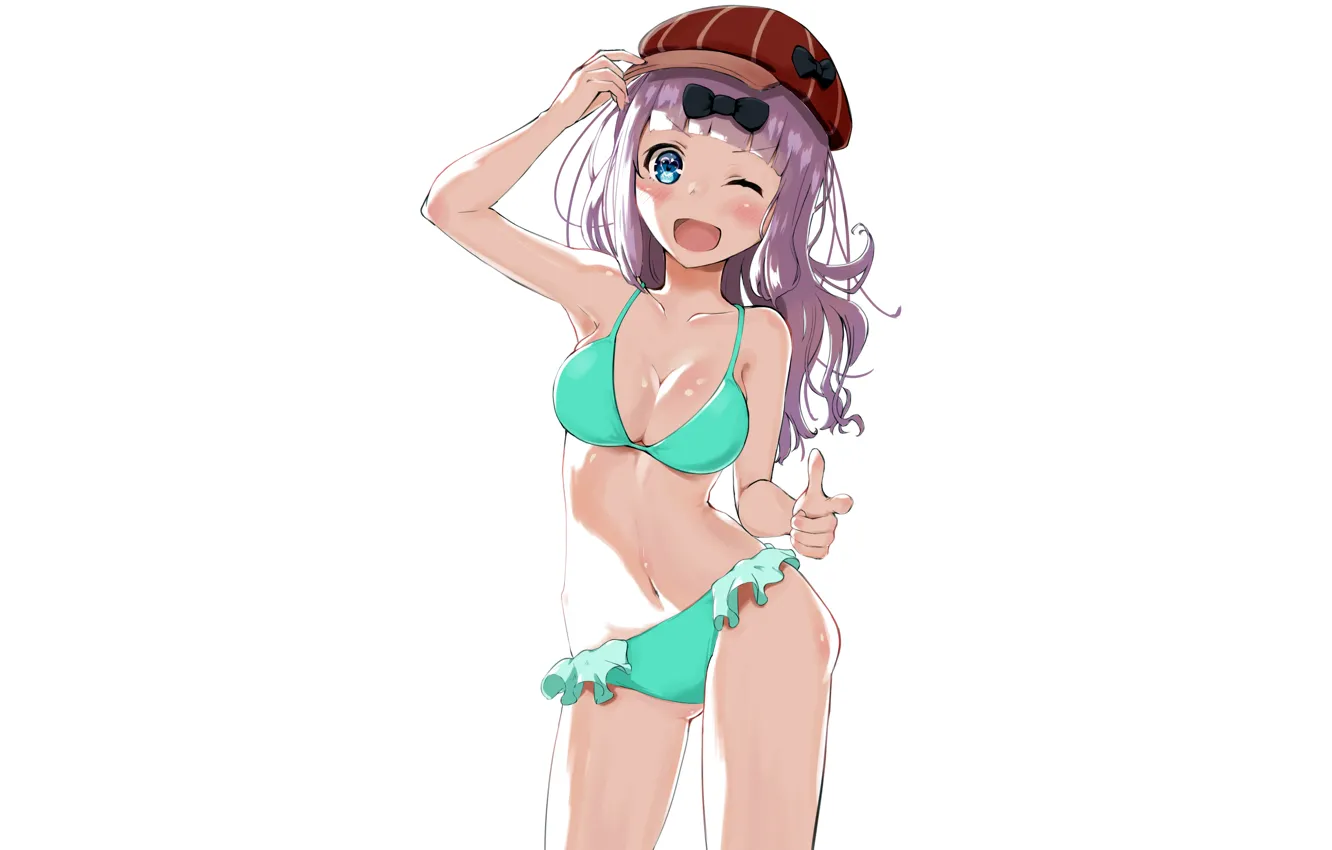 Photo wallpaper girl, sexy, cleavage, long hair, boobs, anime, blue eyes, beautiful