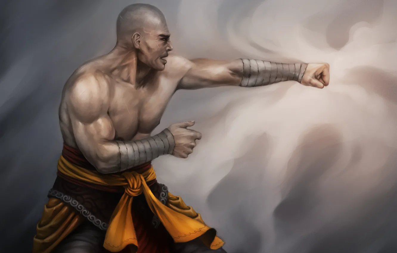 Photo wallpaper art, blow, monk, male, fighter, Lucas Torquato de Resende