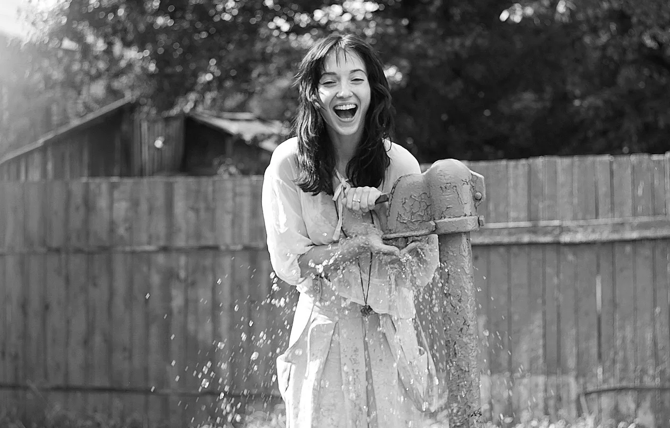 Photo wallpaper girl, mood, laughter