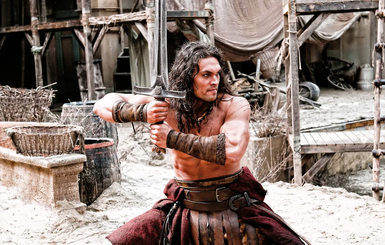 Photo wallpaper sword, village, Conan The Barbarian, basket, Conan, vravar