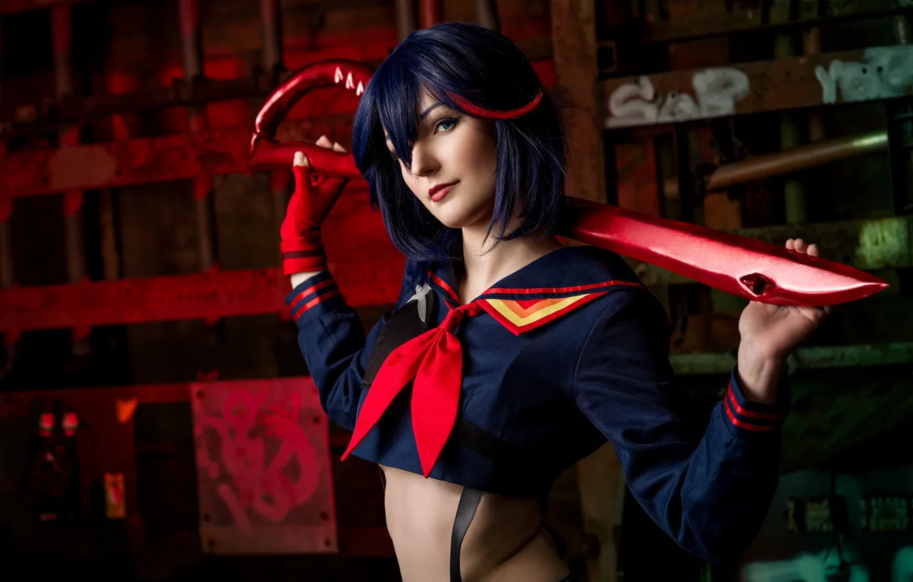 Photo wallpaper girl, weapons, outfit, cosplay