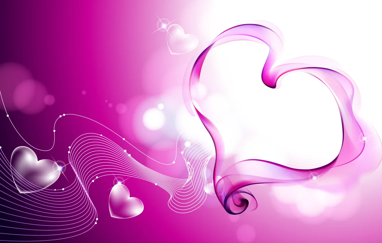 Photo wallpaper glare, pink, heart, heart