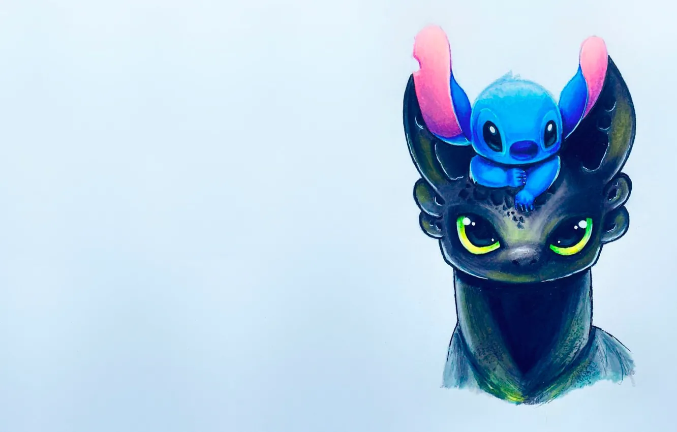 Photo wallpaper figure, baby, art, Toothless, children's, Stitch