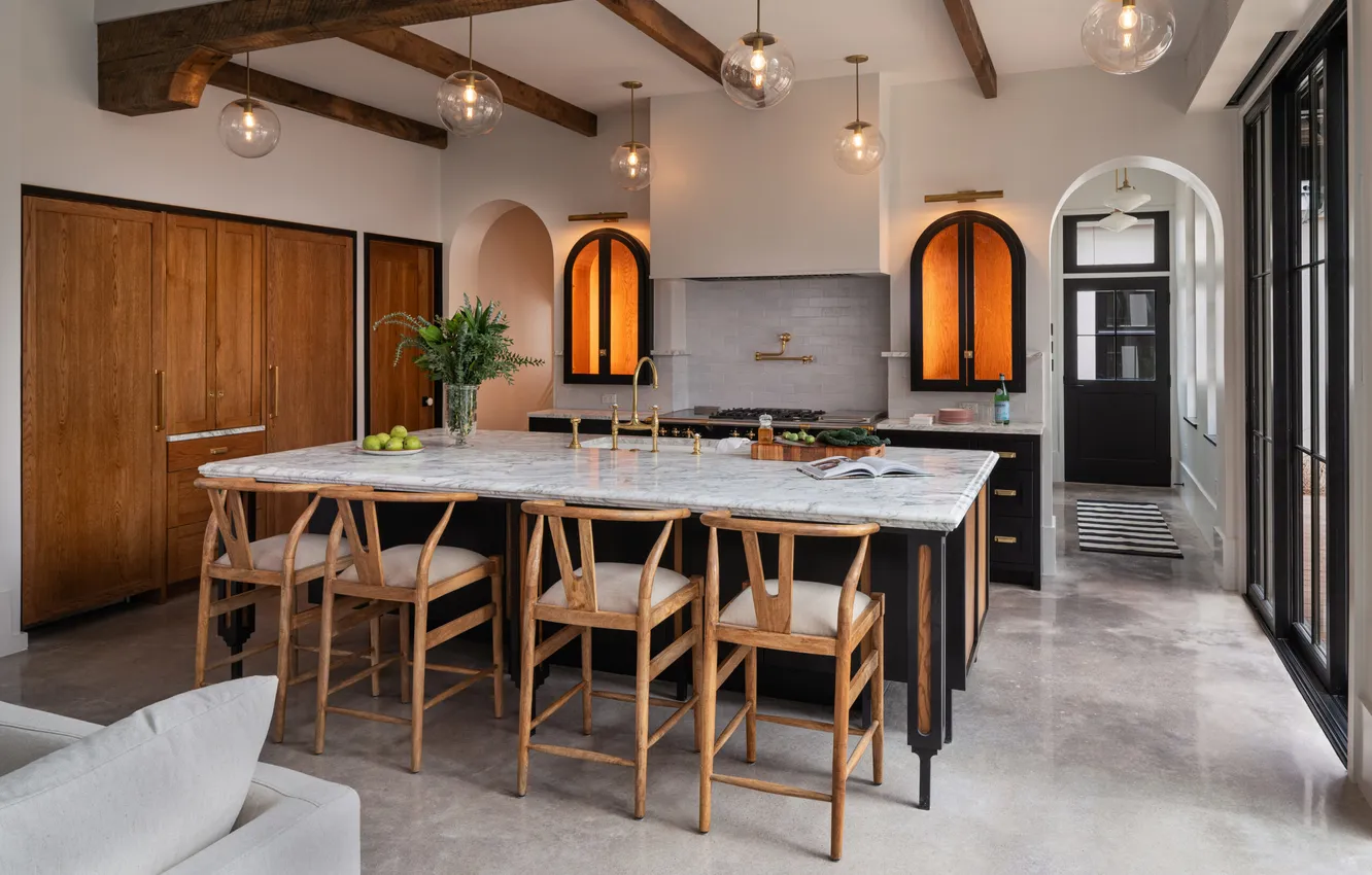 Photo wallpaper design, style, interior, kitchen, Austin, dining room, by Tribeza, Hatch Works' House
