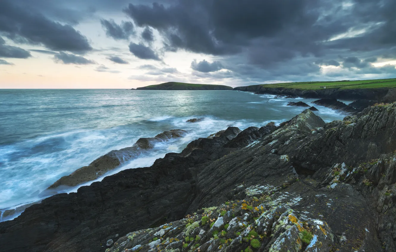 Photo wallpaper coast, island, Wales, Cardigan Island