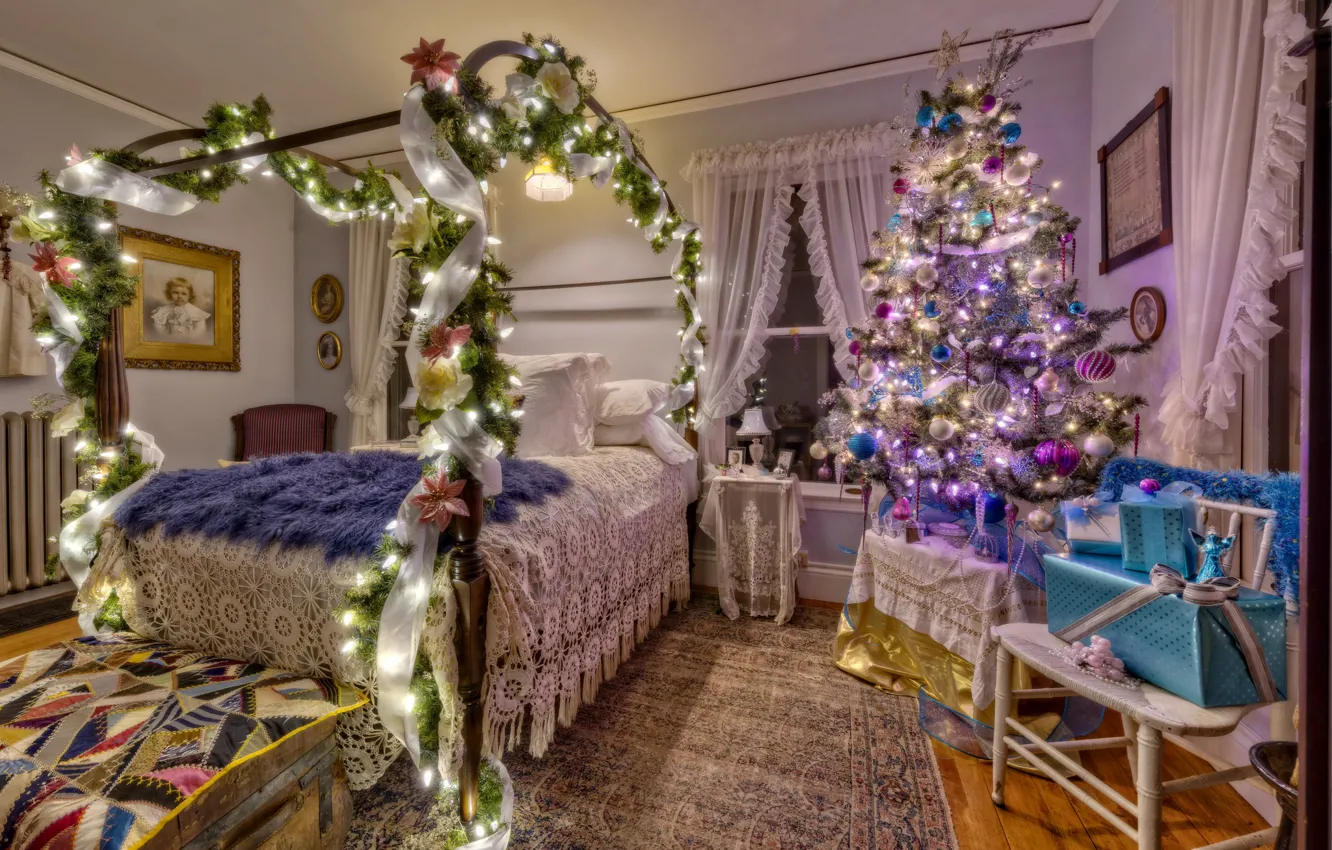 Photo wallpaper toy, tree, bed