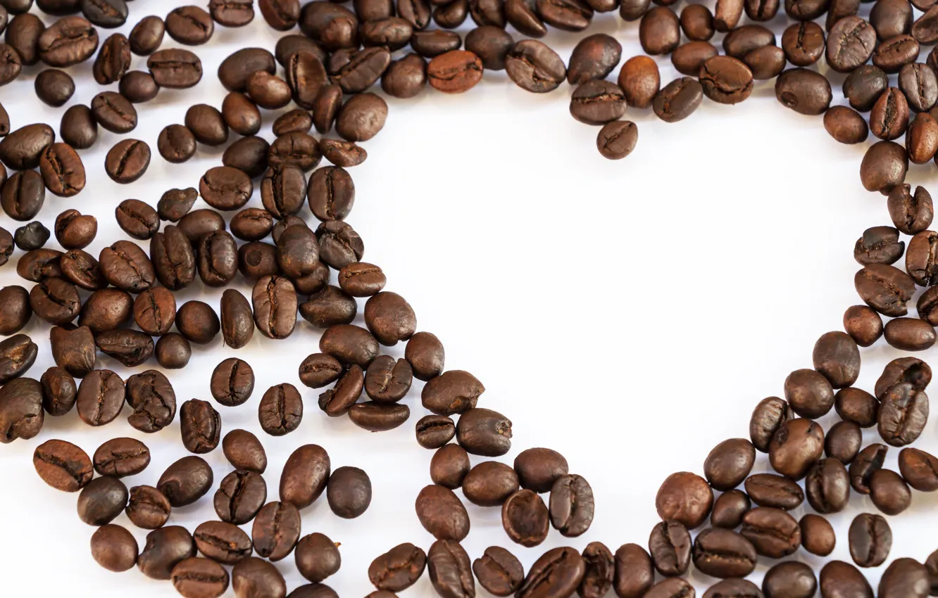 Photo wallpaper background, coffee, grain, love, heart, beans, coffee