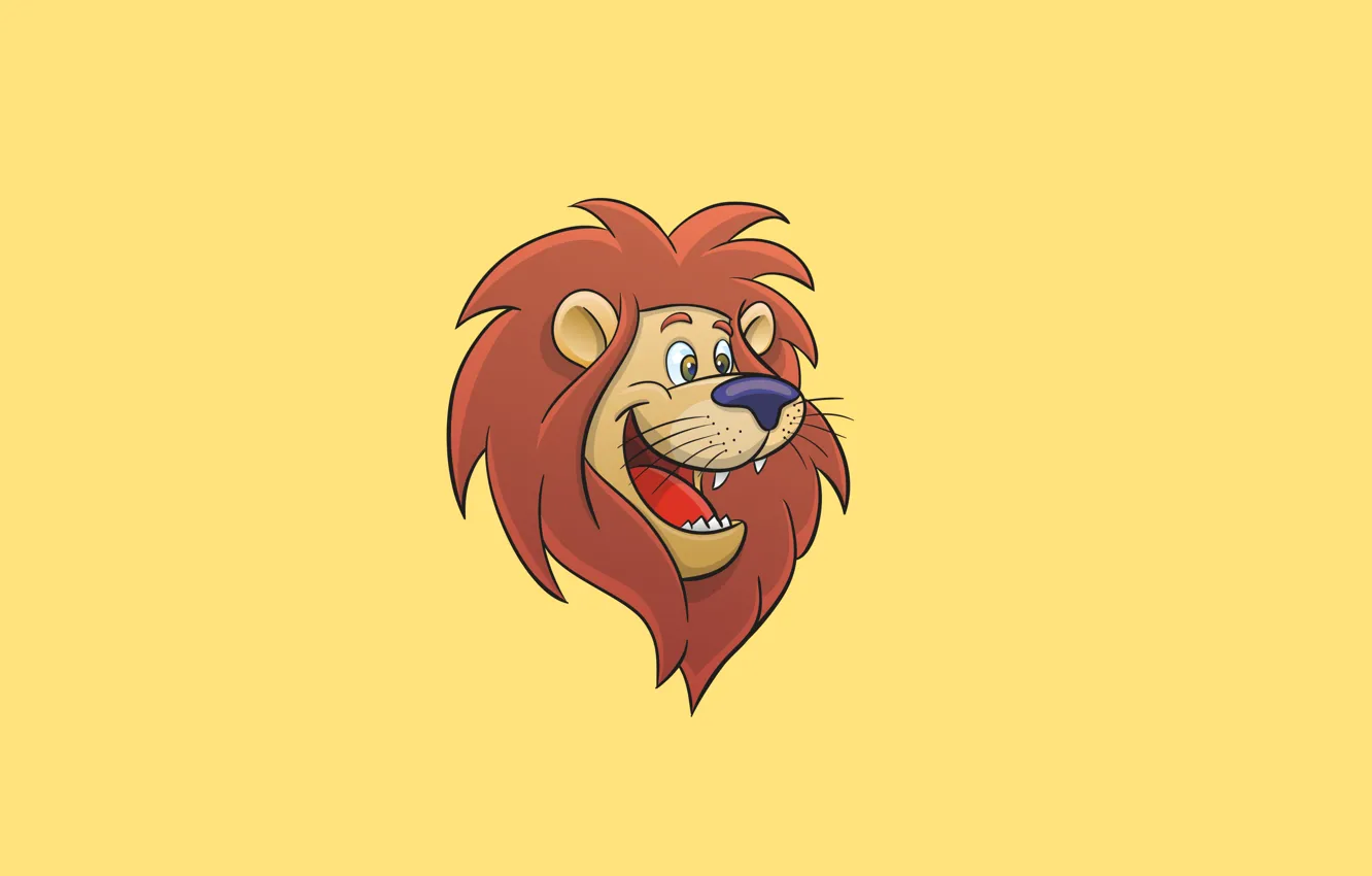 Photo wallpaper Leo, light background, lion, happy face