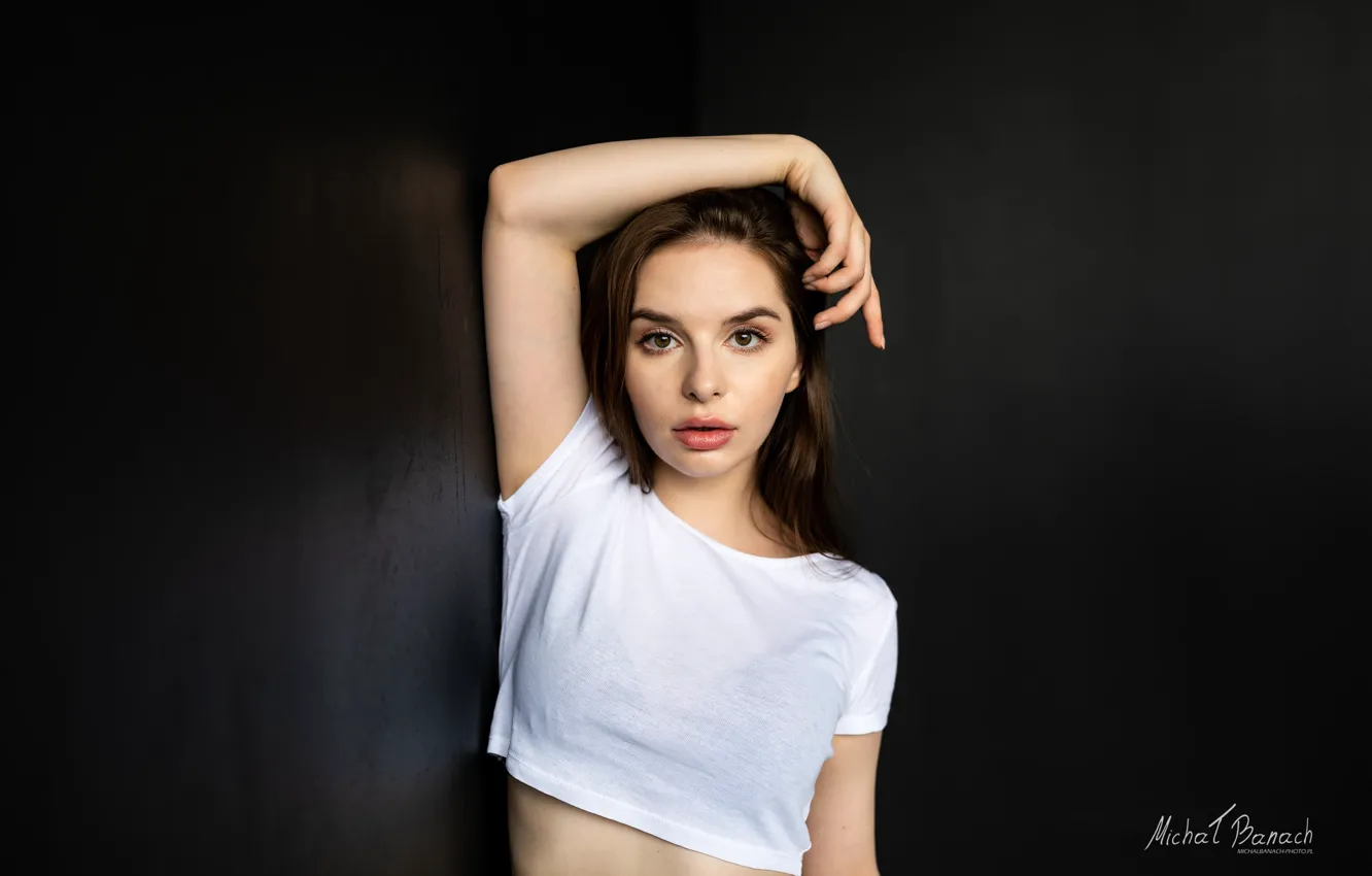 Photo wallpaper girl, photographer, model, brunette, dark eyes, Michal Banach