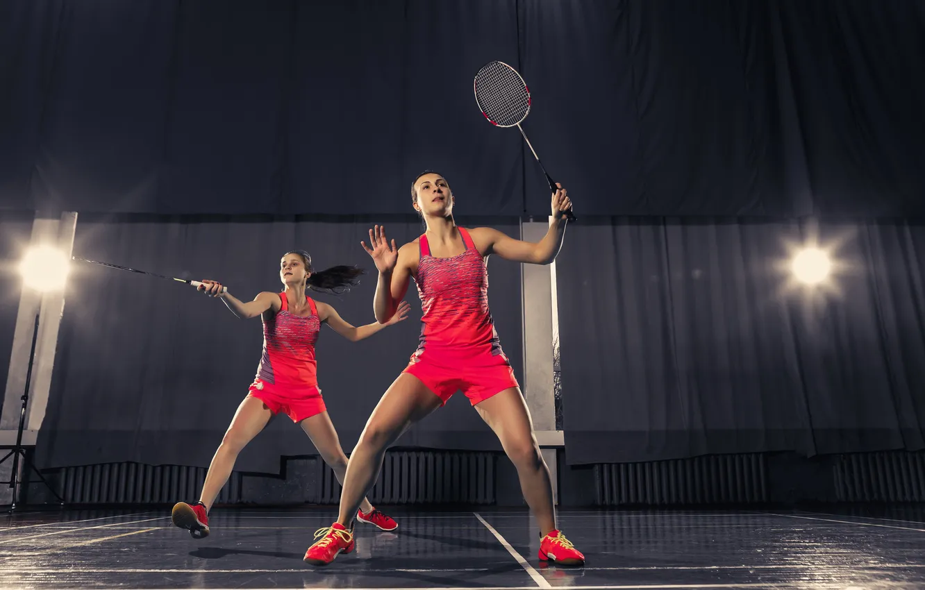 Photo wallpaper white, woman, young, two, Sport, training, sportswear, sportswoman