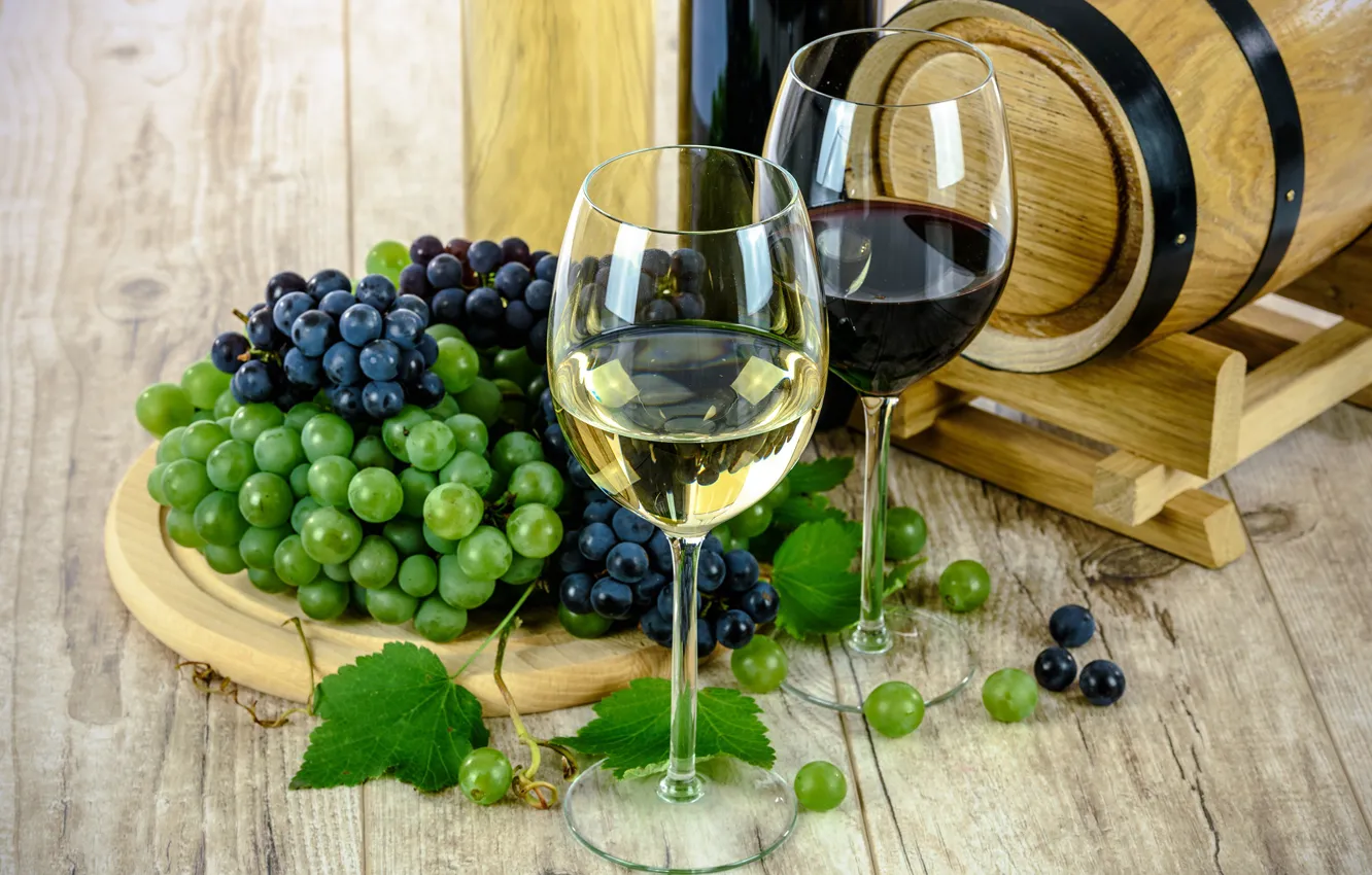 Photo wallpaper wine, glasses, grapes