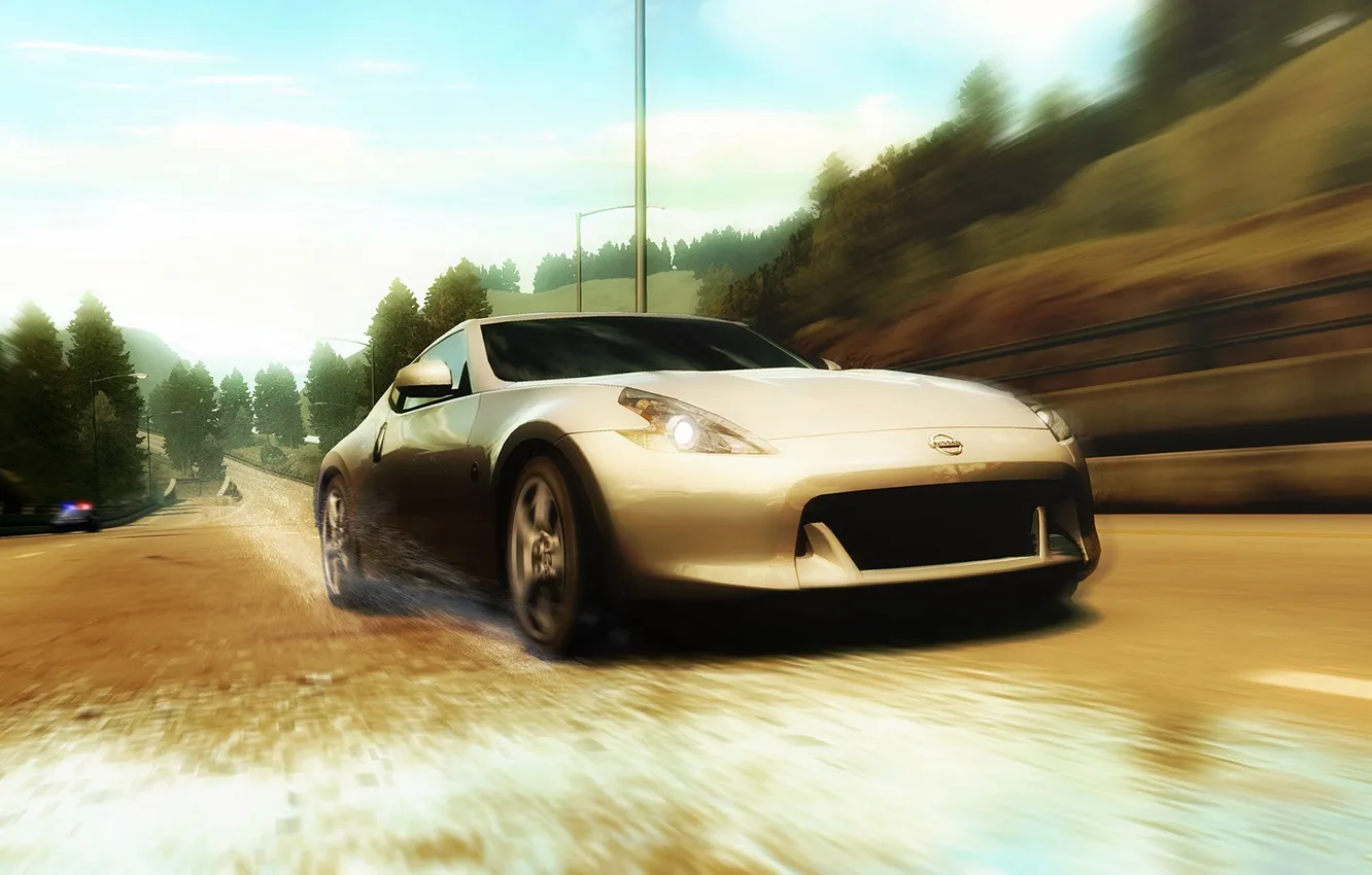 Photo wallpaper road, squirt, race, police, chase, nissan 370z, Need for Speed Undercover