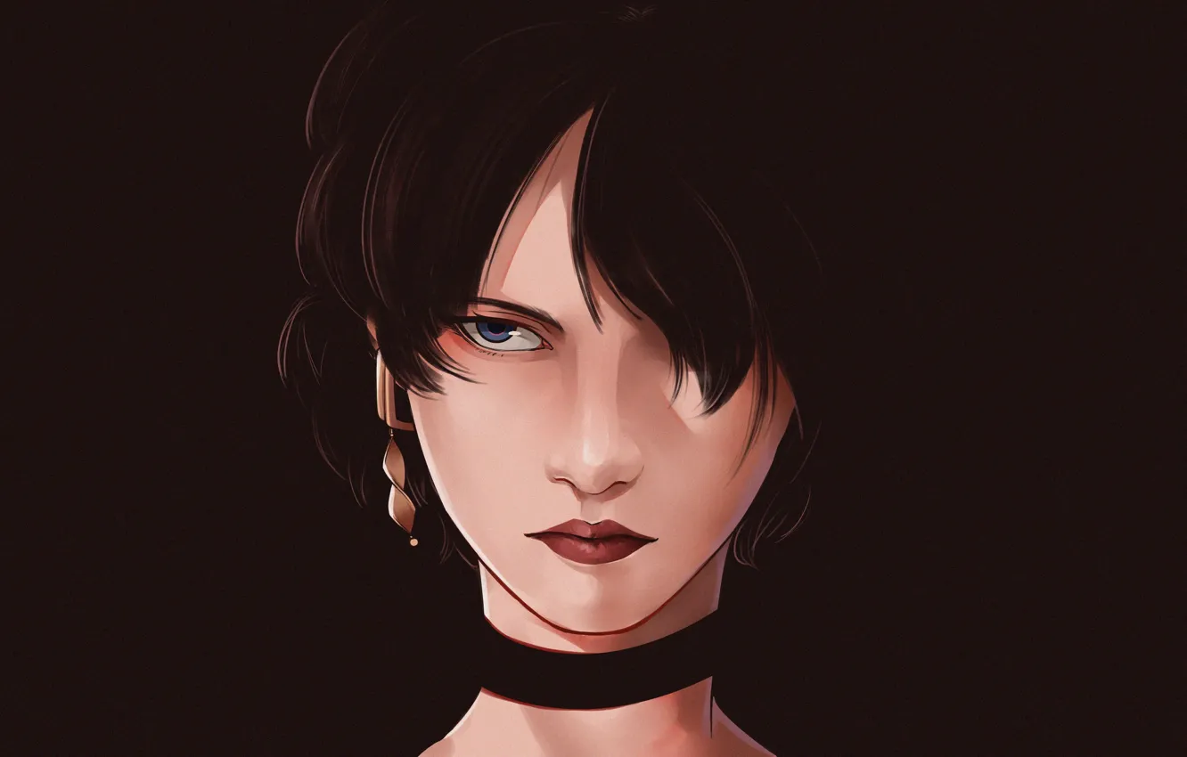 Photo wallpaper eyes, girl, face, art, lips, girl, art, characters