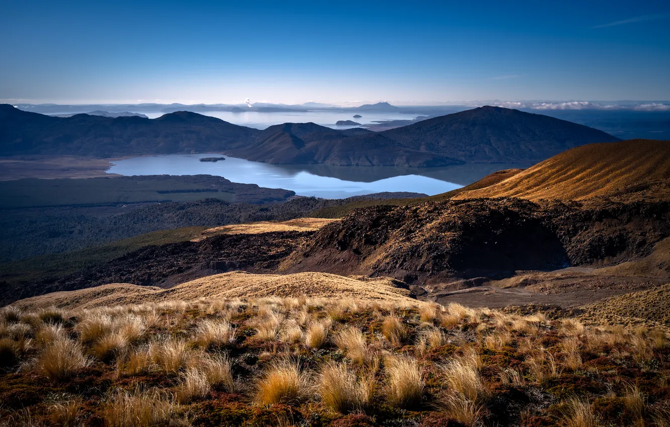 Photo wallpaper landscape, mountains, lake