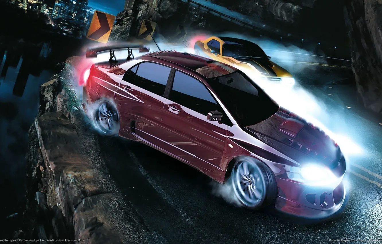 Photo wallpaper machine, night, race, need for speed, carbon