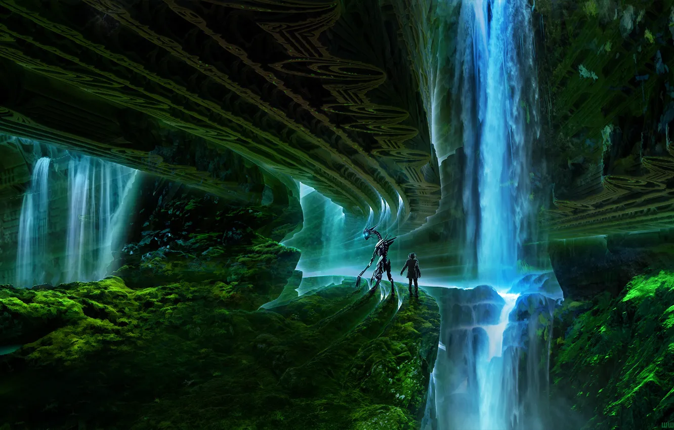 Photo wallpaper waterfall, romantically apocalyptic, it s moist here