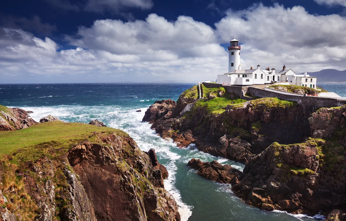 Photo wallpaper storm, the ocean, rocks, lighthouse, The Fanad Lighthouse