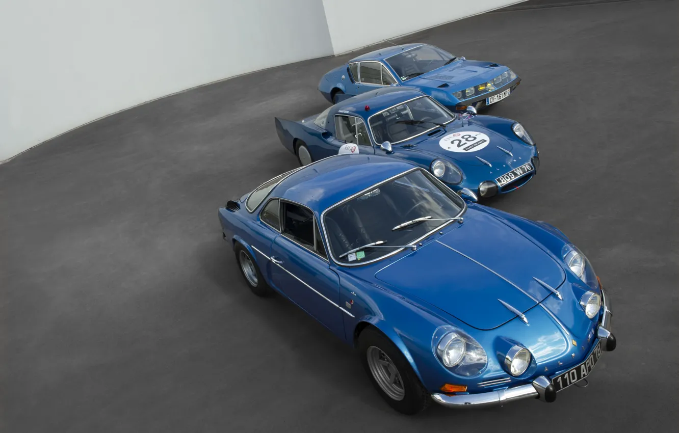 Photo wallpaper photo, Three, Blue, Cars, Alpine, 2015, Vision Gran Turismo, Metallic