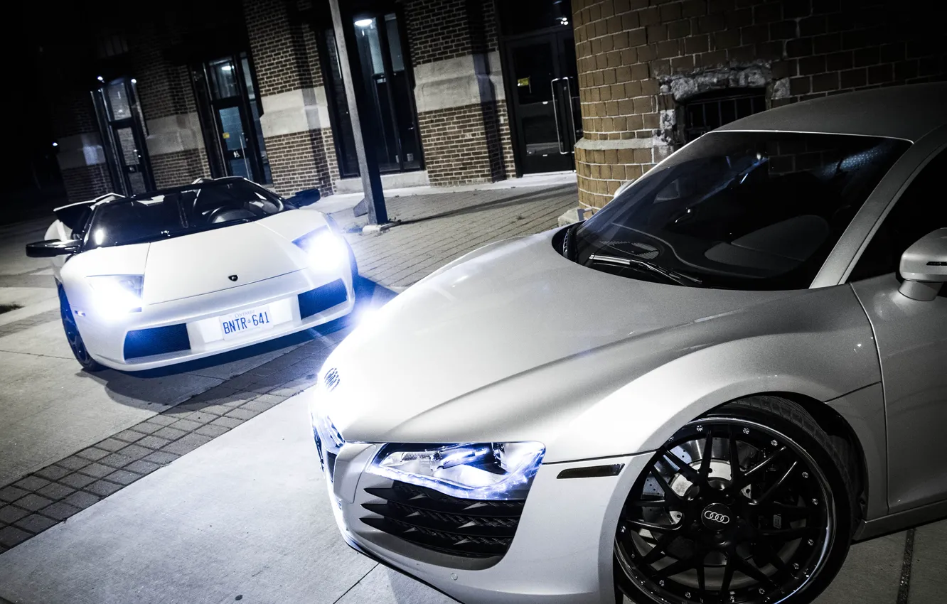 Photo wallpaper white, light, night, grey, Audi, Audi, before, light