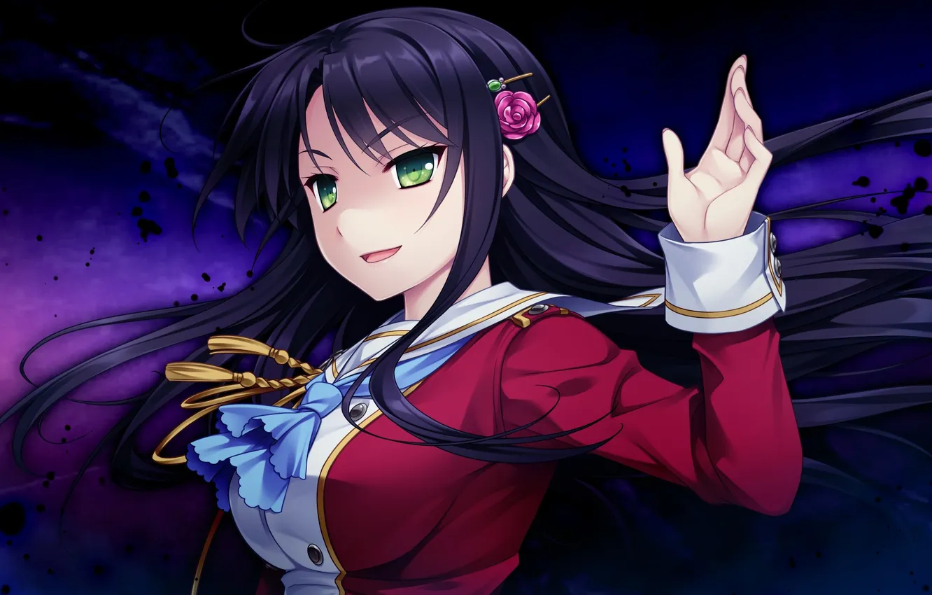 Photo wallpaper girl, smile, form, gesture, art, hello lady, otonashi saku